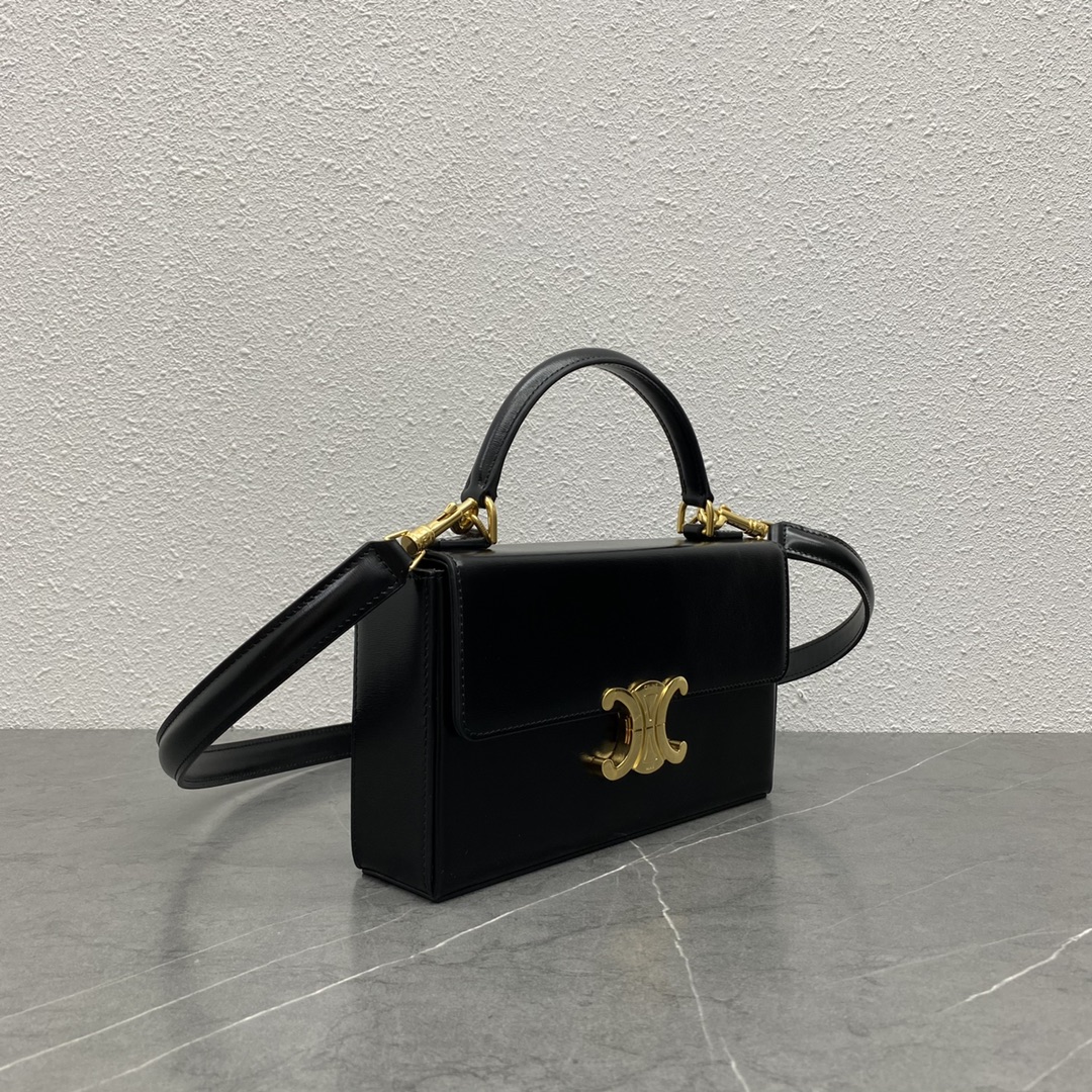 Celine Box Triomphe Shoulder Bag In Smooth Calfskin Black 199992